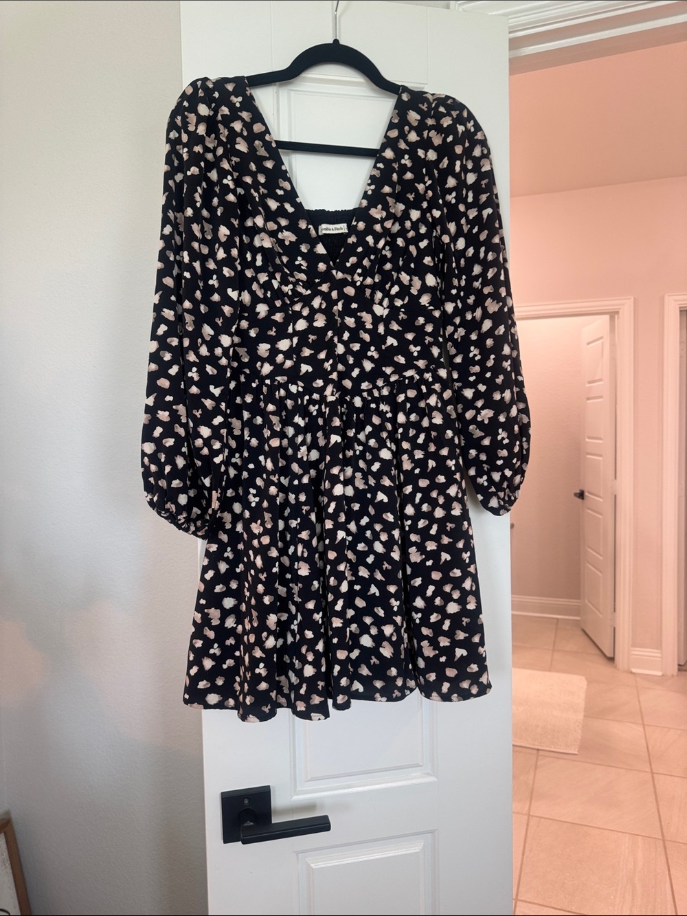 Abercrombie & Fitch Black Mini Dress with Cream Heart Print